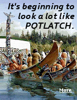 Potlatch was a festival of the peoples of the Pacific Northwest where the host gave gifts as a way to demonstrate wealth, generosity and social standing. Guests would reciprocate at a later time with items that matched or exceeded the value of the original gifts, or risk being humiliated.